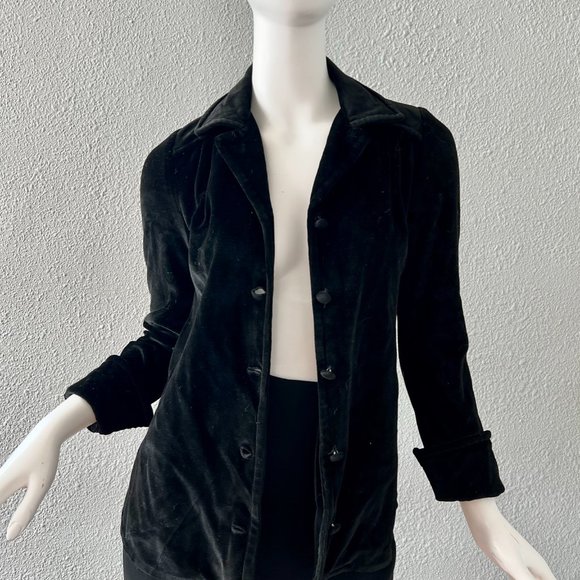 Vintage 70s Black Velvet Mod NEW GIRL Button Disco Blouse Top S - Picture 4 of 13